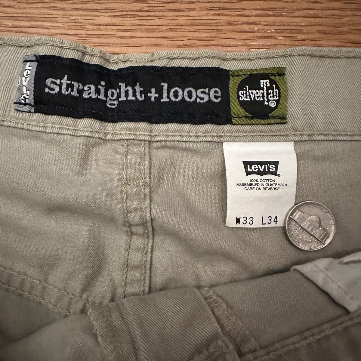 Vintage 90s Levi's Silvertab Straight Khaki Chino Pants 33x34