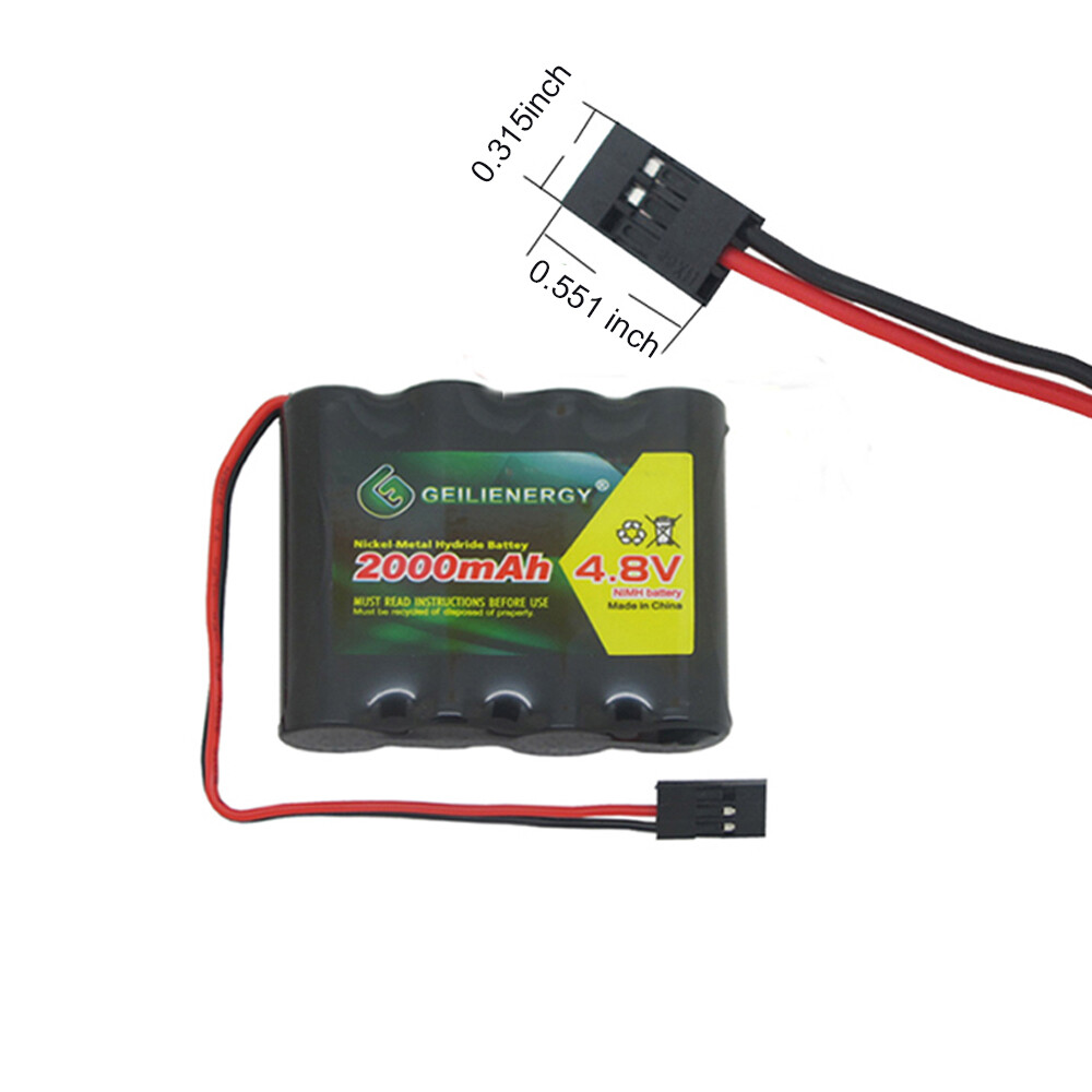 2-Pack 4.8V NiMH 2000mAh Rx Receiver Straight Battery Pack for RC Car Plane Boat