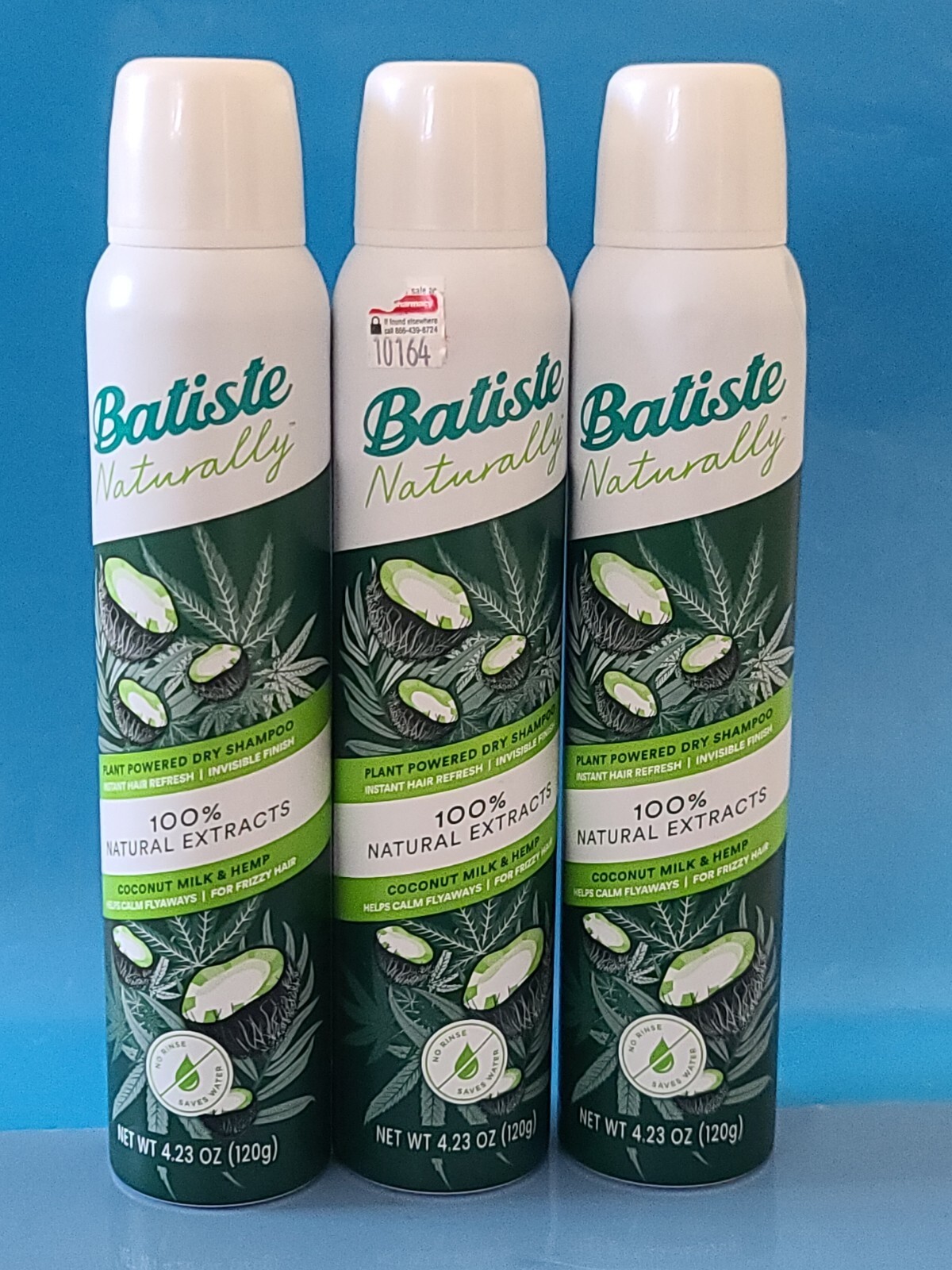3X Batiste Naturally Dry Shampoo COCONUT MILK & HEMP Natural 4.23oz