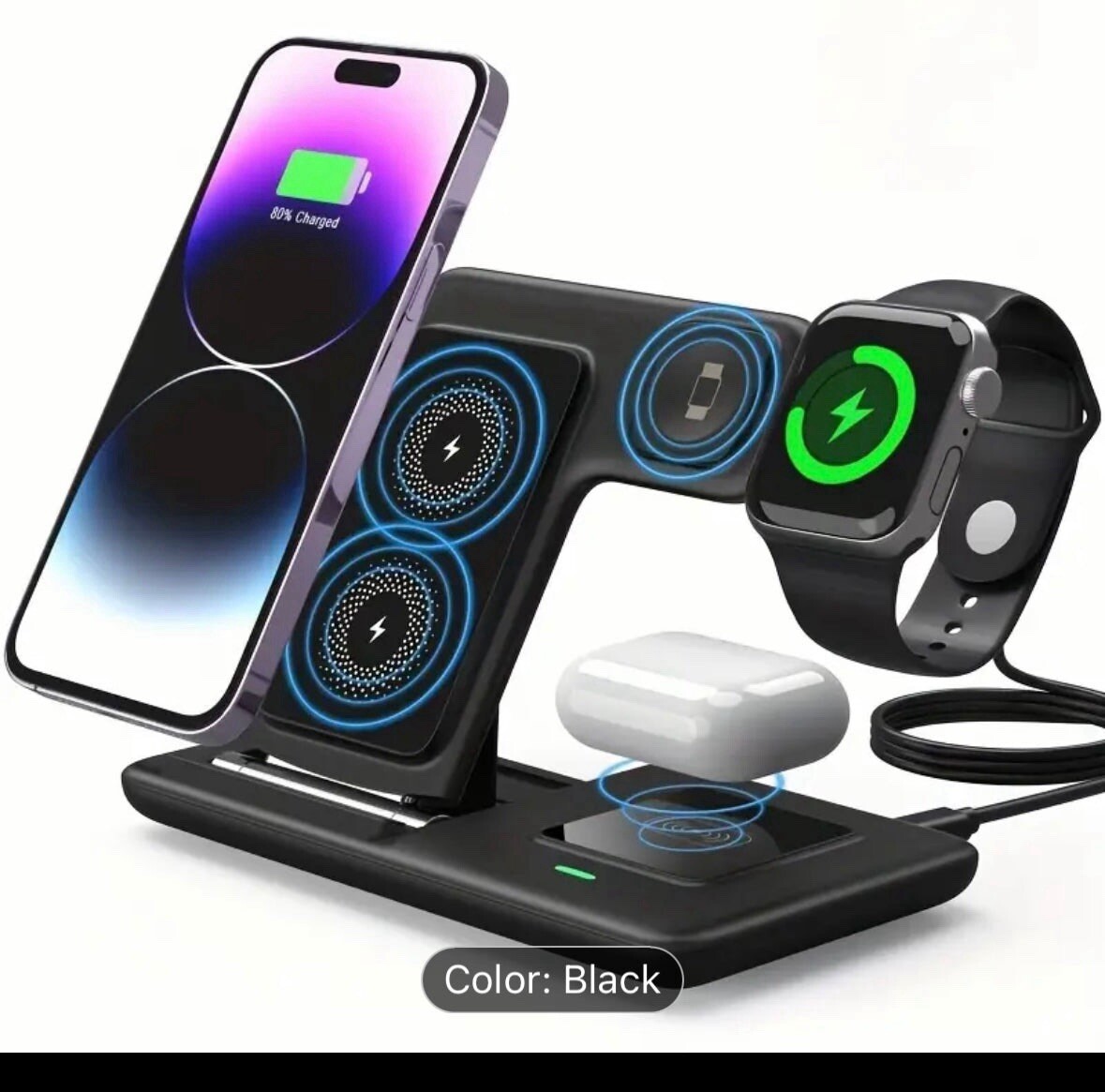 Wireless Charging Station, 3-in-1 Foldable Mobile Phone Wireless Charger Stand-image