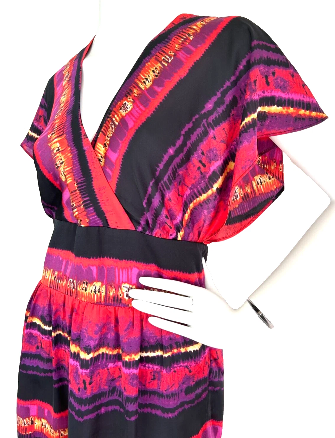 VETEMENTS Abito bucato Shelli Segal manica dolman scollo a V zip raso rosa taglia media 8