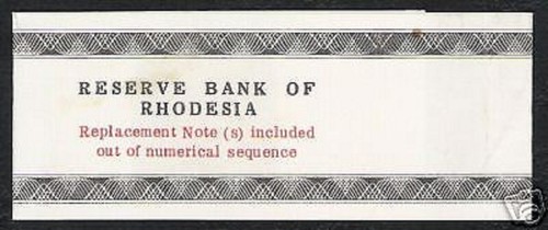 RHODESIA 10 DOLLARS P-33 1979 *REPLACEMENT* NOTE Wrapper AFRICA Zimbabwe ITEM - Picture 2 of 2