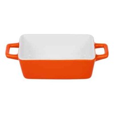 Baking Serving Dish Oven to Table Ceramic Mini Stoneware Rectangular Tray Orange