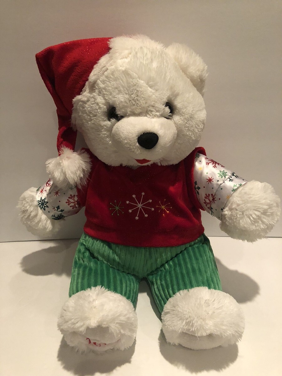 Walmart Christmas 2016 Snowflake White Teddy Bear Boy Dan Dee Red
