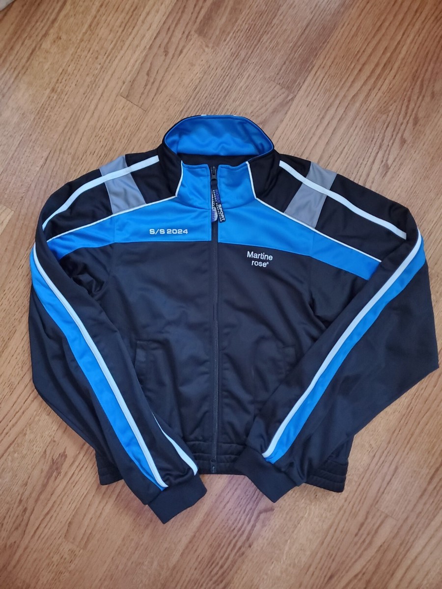 Martine Rose Shrunken Track Jacket Black / Blue / Grey Sz Martine Rose Shrunken Track Jacket Black / Blue / Grey Sz