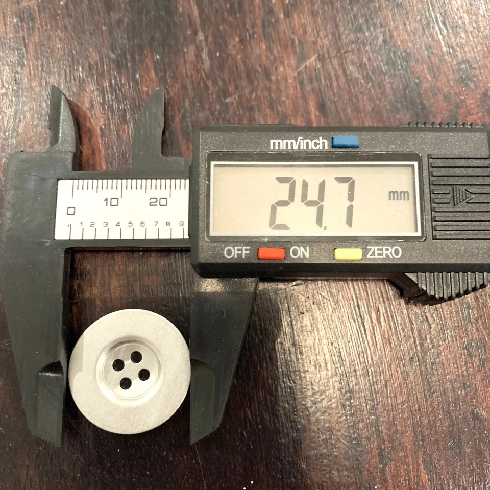 24mm Brushed Silver Round Metal 4 Hole Buttons Jacket Coat Military 4pcs - Image 3 of 4