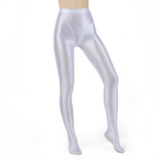 DE Women's Metallic Shiny Opaque Footed High Waist Stockings Gym Yoga Tights