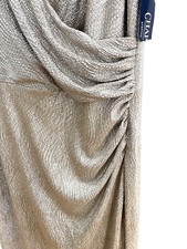 NWT CHAPS EVENING Women's Size 14 Champagne Long Cocktail Dress Shimmery Long