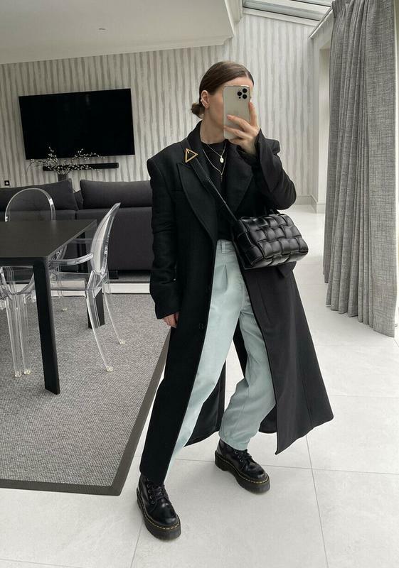 NEW ZARA 2021 BLACK WOOL BLEND MASCULINE LONG COAT SIZE L NEW ZARA 2021 BLACK WOOL BLEND MASCULINE LONG COAT SIZE L