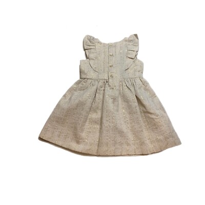 Genuine Kids Oshkosh Dress Holiday Party Metallic Cream Gold Ruffles Bow 3T  | eBay