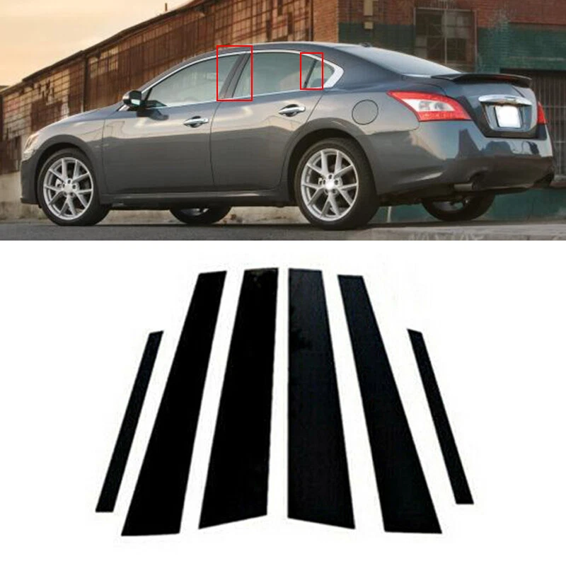 Postes de pilar de ventana de puerta calcomanía cubierta embellecedor para Nissan Sentra Titan Armada Máxima Foto 4 de 4