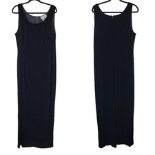 Vtg 80s Formal Black Velour Maxi Dress Plus Size 18W Cocktail Gothic Witchy