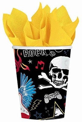 Party Rock Star Heavy Metal Music Kids Birthday Party 9 oz. Paper Cups