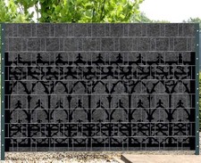 Florence Fence - Melange with Black Motif Print - Privacy Strip Fence