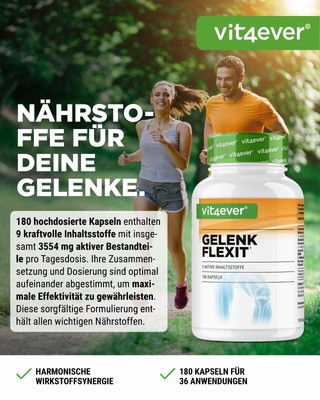 MSM & Glucosamin Sulfat Pulver Mit Chondroitin – 540 Kapseln, Mit Vitamin C, Für Gelenkgesundheit