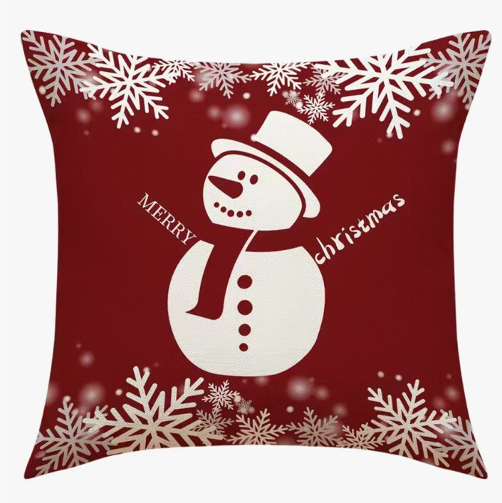 Merry Christmas Snowman Christmas Throw Pillow Cover Holiday