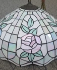 Vintage 19.5" Tiffany Style Leaded Glass Lamp Hanging Ceiling Chandelier Pendant