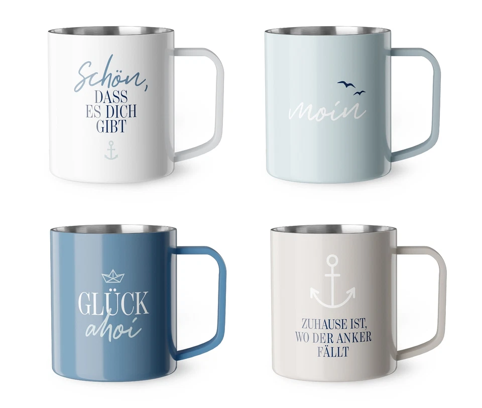 Thermobecher Thermotasse Isolierbecher Edelstahl La Vida GLÜCK AHOI