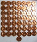 1957-D LINCOLN PENNY - ONE CENT - ROLL - LOT OF 50 - FROM OBW ROLL - UNC - C