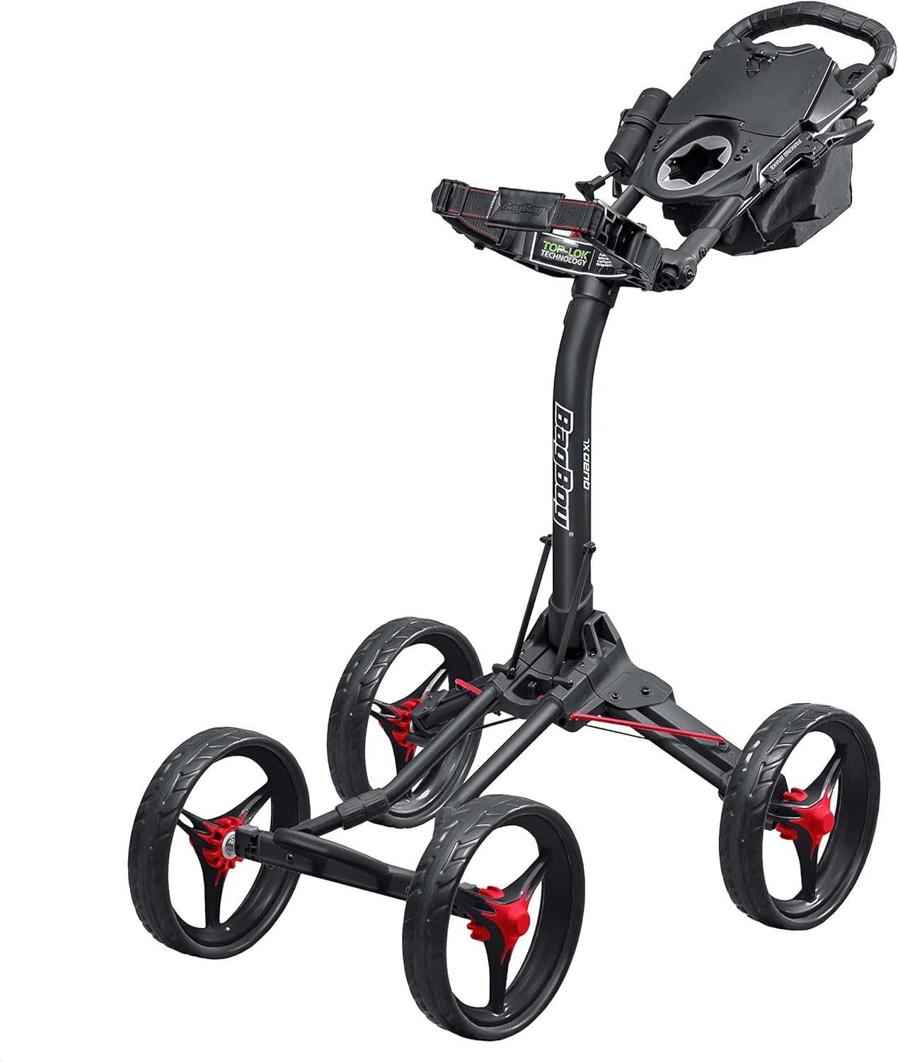 Bag Boy Quad XL Golf Push Cart, Red/Black
