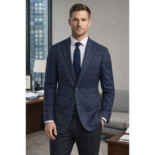 Brooks Brothers Regent Fit Navy Plaid Blazer Jacket Men's 40R Cotton Italy