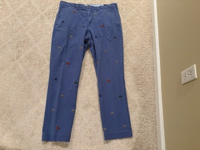 Polo Ralph Lauren Blue Chino Pants Nautical Embroidery Reef Knots Men Size 38x32