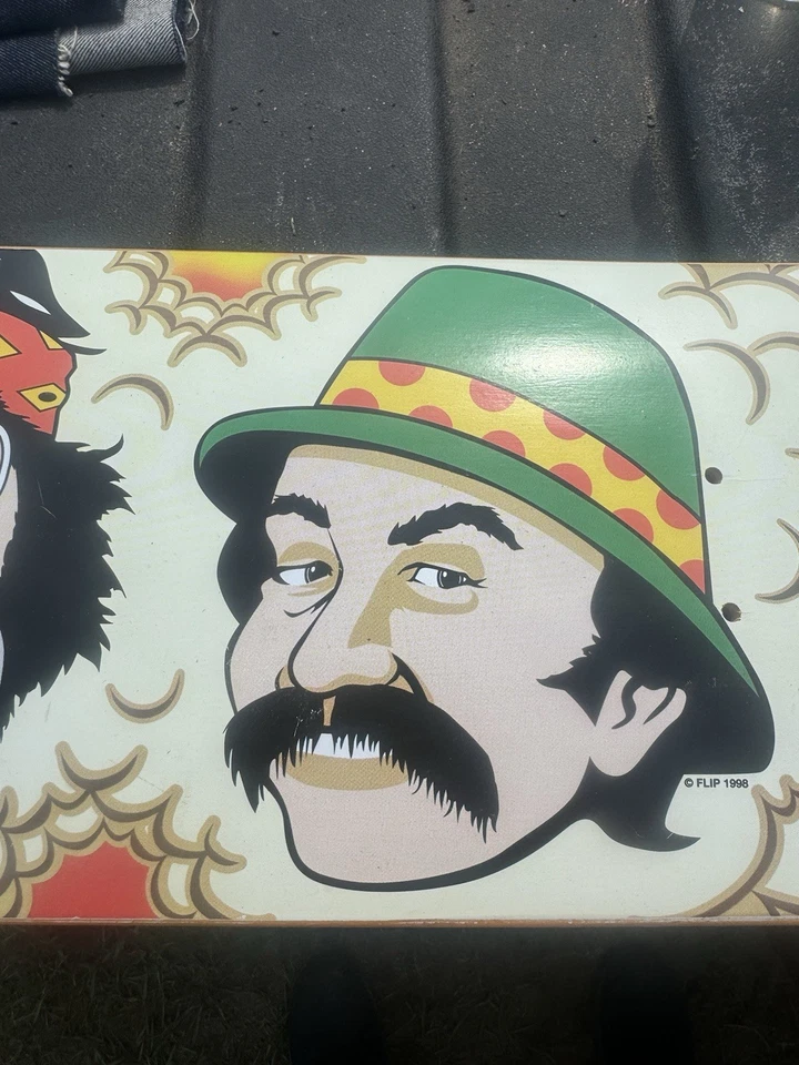 De colección Original Flip 1998 Cheech Chong Deck Rojo Amarillo Verde Rasta Coleccionable Foto 3 de 4
