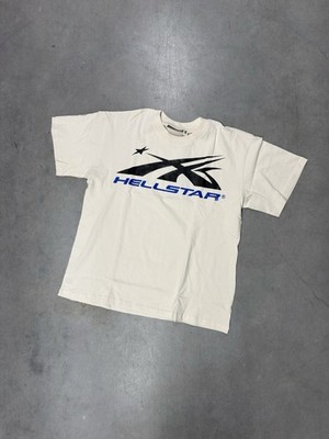Hellstar Gel Sport Logo T-shirt  White/Blue  Size Large