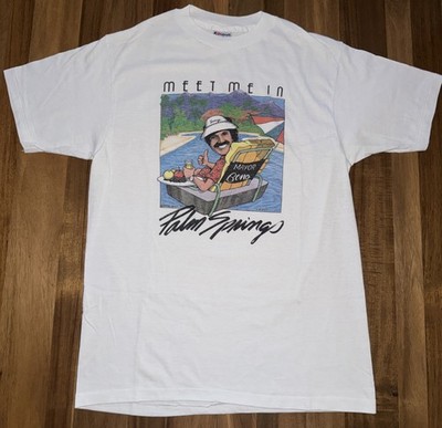 Vintage Hanes 1989 Sonny Bono Palm Springs California Pool Shirt Mens L White