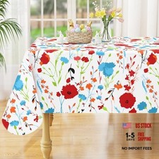 Rectangle Waterproof Vinyl Table Cloth, 84" x 60" Rectangular Off White