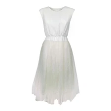 Elegant White Tulle and Lace Midi Dress - Romantic Bridal Style | Size M