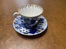 Lomonosov Russian Domes Imperial Blue Tea Cup & Saucer St. Petersburg 1744