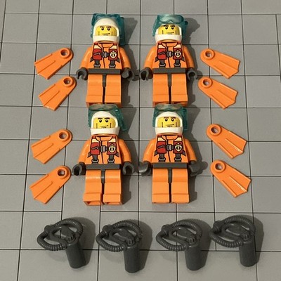 Lot of 4 Lego Coast Guard Minifigures Diver City Town Lot Of 4 E6 13