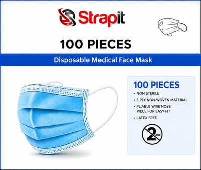 Strapit Disposable Medical Face Mask Level 1 (Pack of 100)