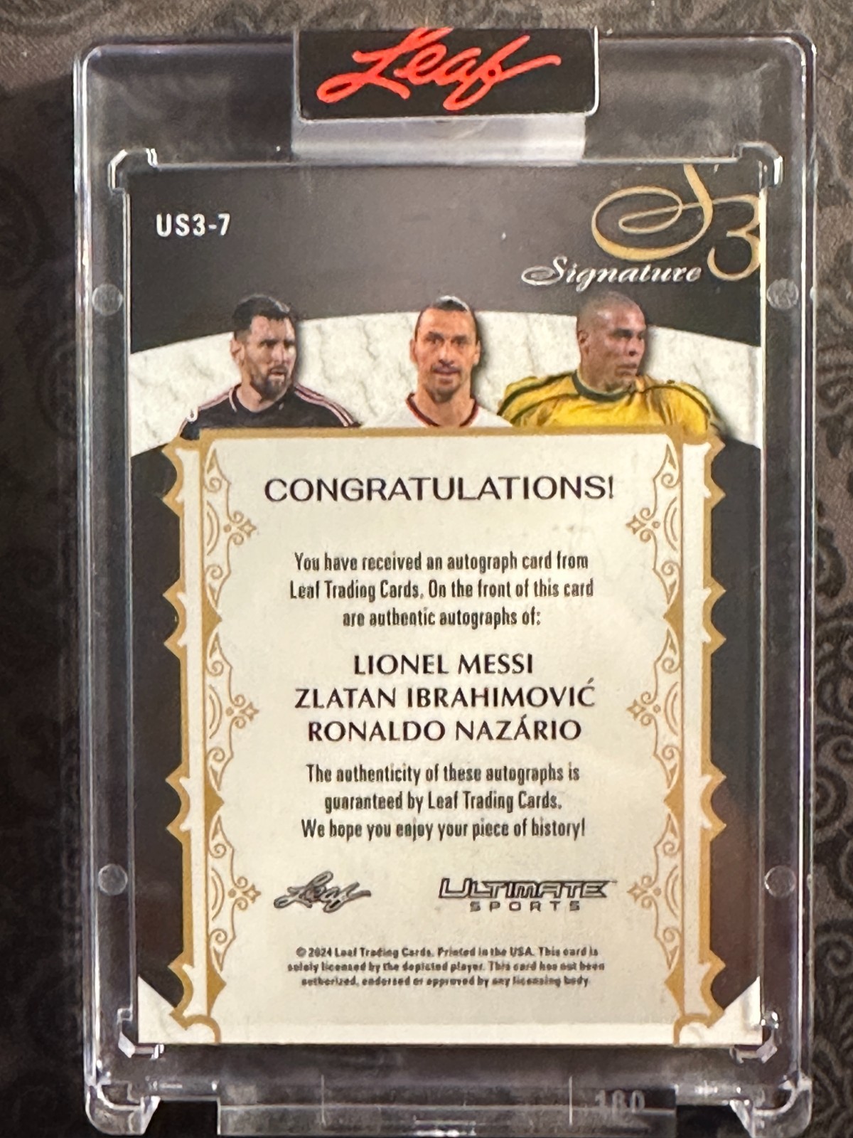 2024 LEAF ULTIMATE SPORTS MESSI ZLATAN RONALDO NAZARIO TRIPLE AUTO CARD SSP/5 view 2