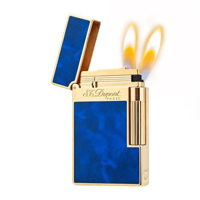 S.T. DUPONT Ligne2 Double Flame Blue Cloud Mist Gold Lighter perfect gift