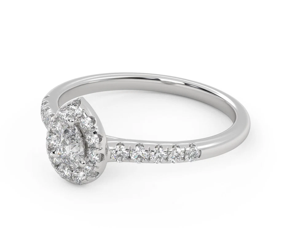 1.2 Ct Lab Grown Diamond Teardrop Braded Halo Solitaire Engagement Ring 14K Gold - Image 3 of 4