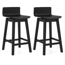 24.5" Counter Height Bar Stools Set of 2 w/ Footrest Solid Rubber Wood Legs