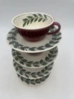 Red Wing Pottery Hand Painted Cups & Saucers Ardennes Set Of 4