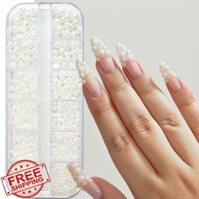 Gold Silver Pearl Nail Charms Rhinestones Mix Size