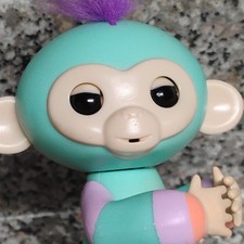 WowWee Fingerlings Interactive Baby Monkey Toy Teal w/ Purple Hair