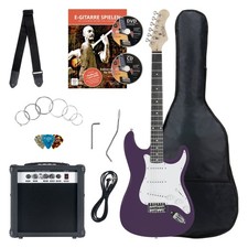 B-WARE 8-Teile Komplett E-Gitarre Set Verst&auml;rker Gigbag Tasche Gurt Schule Lila