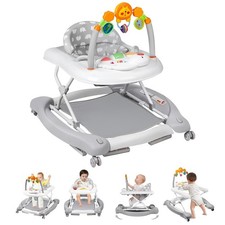 5 in 1 Baby Walker Foldable with Bouncer Feeding Tray Music Adjustable Heights