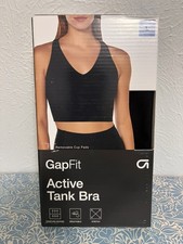 NEW GapFit Active Black Tank Bra Large Removable Cup Pads Moisture Wicking