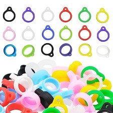 100 Pcs Anti-Lost Silicone Rubber Ring Holder, Silicone Lanyard Holder Case