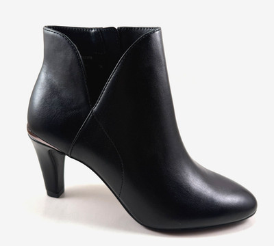 Anne Klein Iflex Annabelle Black Pointed Toe Mid Heel Ankle Bootie