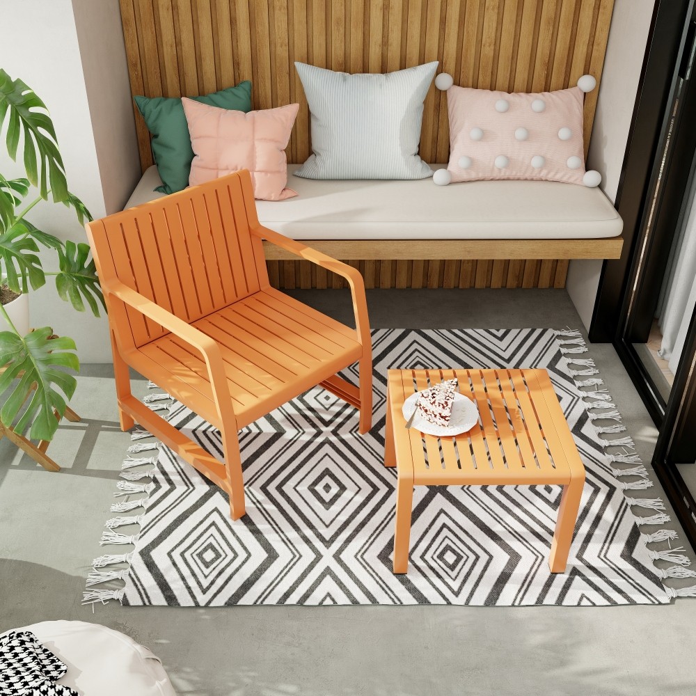 1 Chairs 1 Coffee Tables Easy Assembly Patio Conversation Set