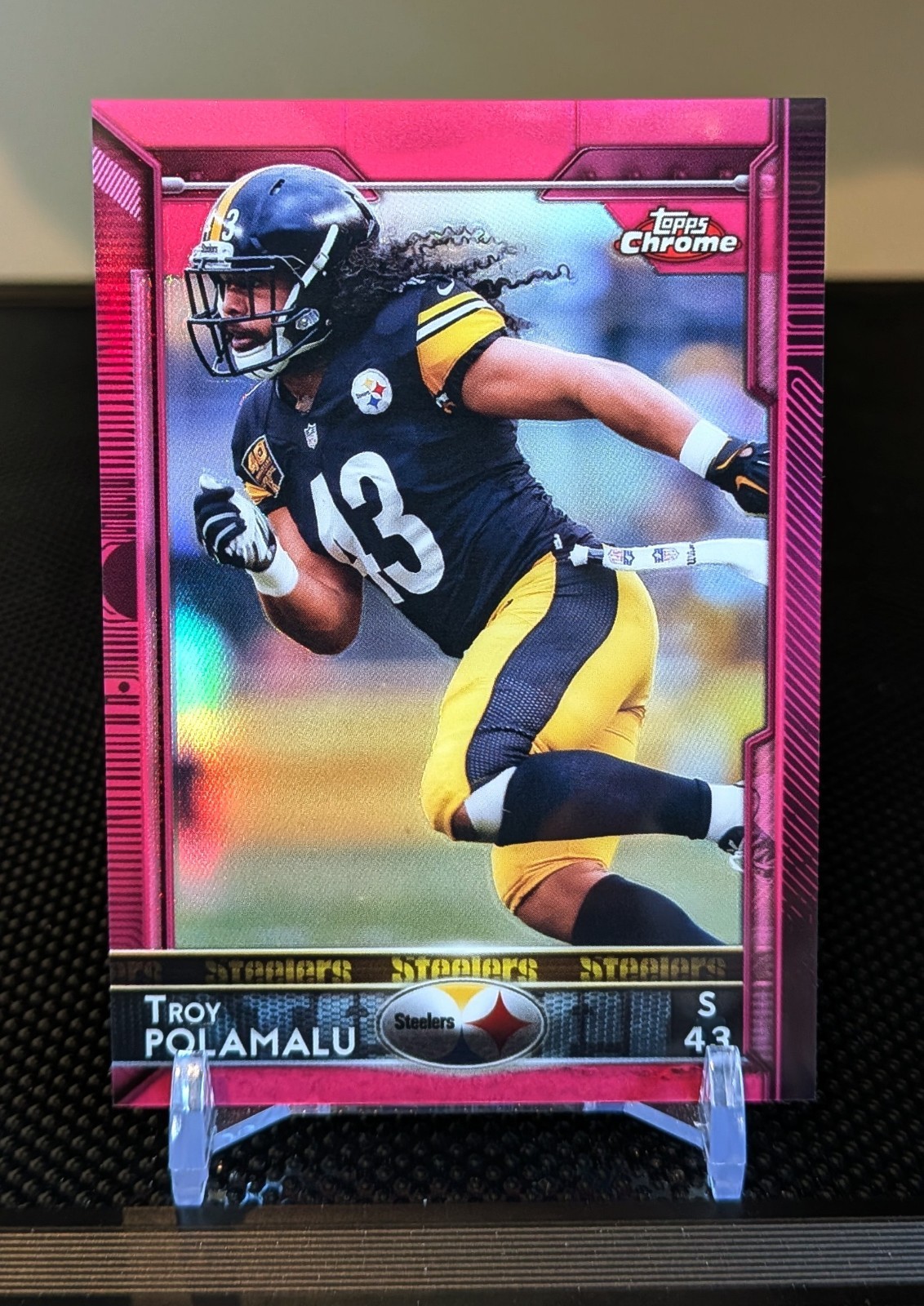 2015 Topps Chrome Troy Polamalu Pink Refractor #70 /399