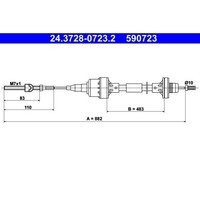 1X Seilzug, KupplungsbetäTigung ATE 24.3728-0723.2 Passend FüR Opel Vauxhall