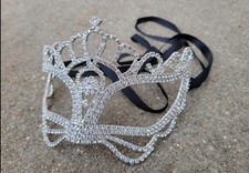 Bling Rhinestone Masquerade Mask For Women Ball Costume Cat Crystal Face Mask